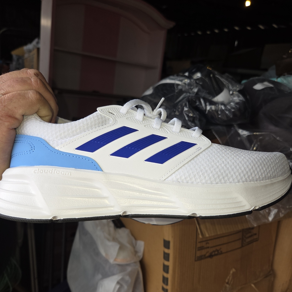 Adidas Men's Galaxy 6 White and Blue Sneakers. NWT.